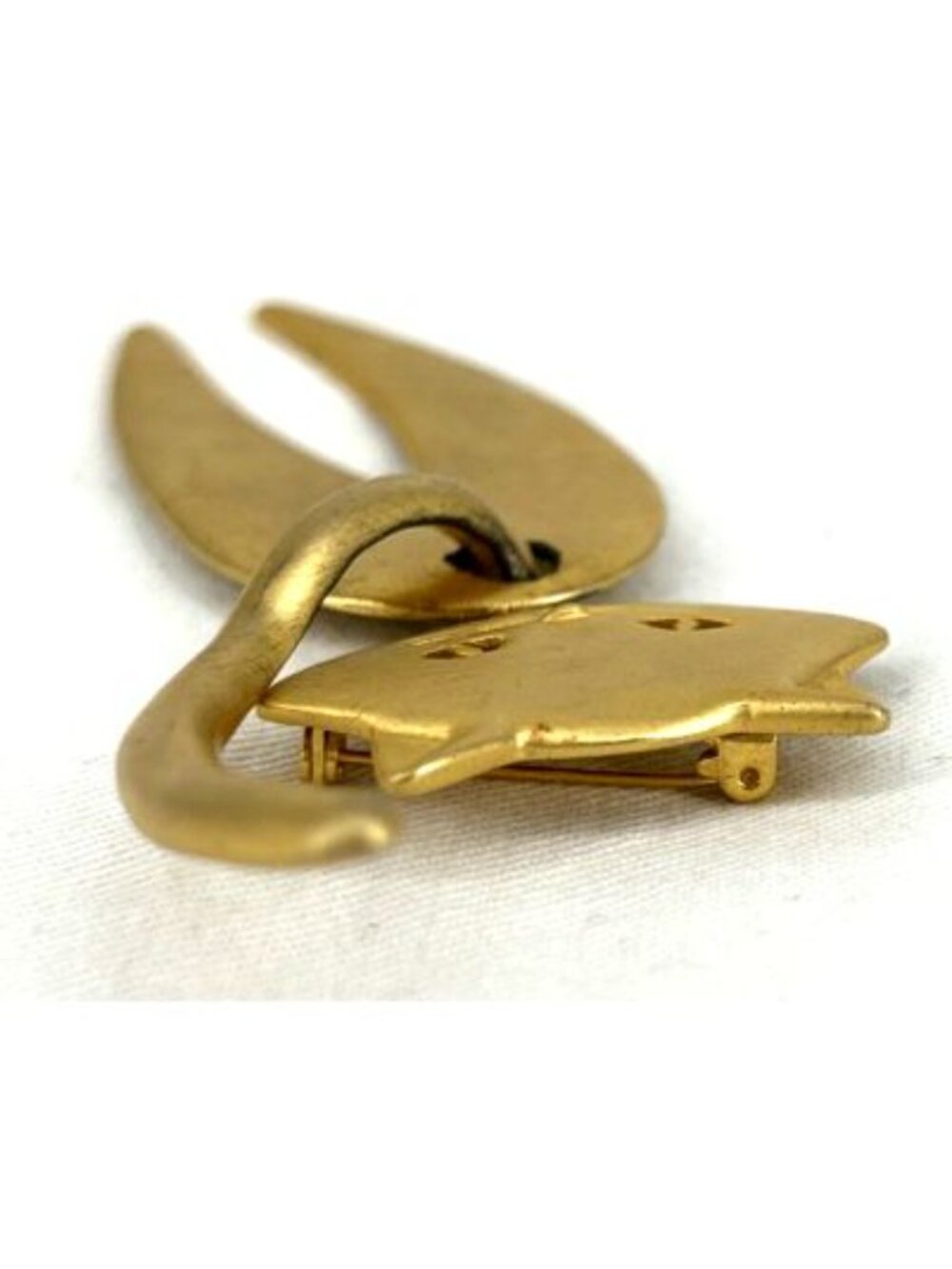 JJ Jonette Jewelry Large Cat Brooch Pin Gold Tone Articulated Head Gold Tone 4.5 - Picture 4 of 7